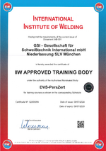 IIW-Certificate for the recognition as IIW Approved Training Body